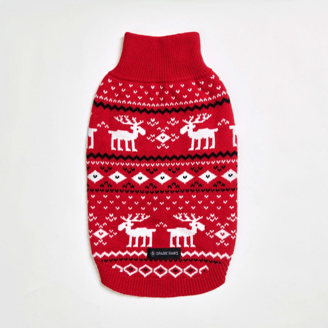 Knit Christmas Dog Sweater - Dasher Red - Image 2