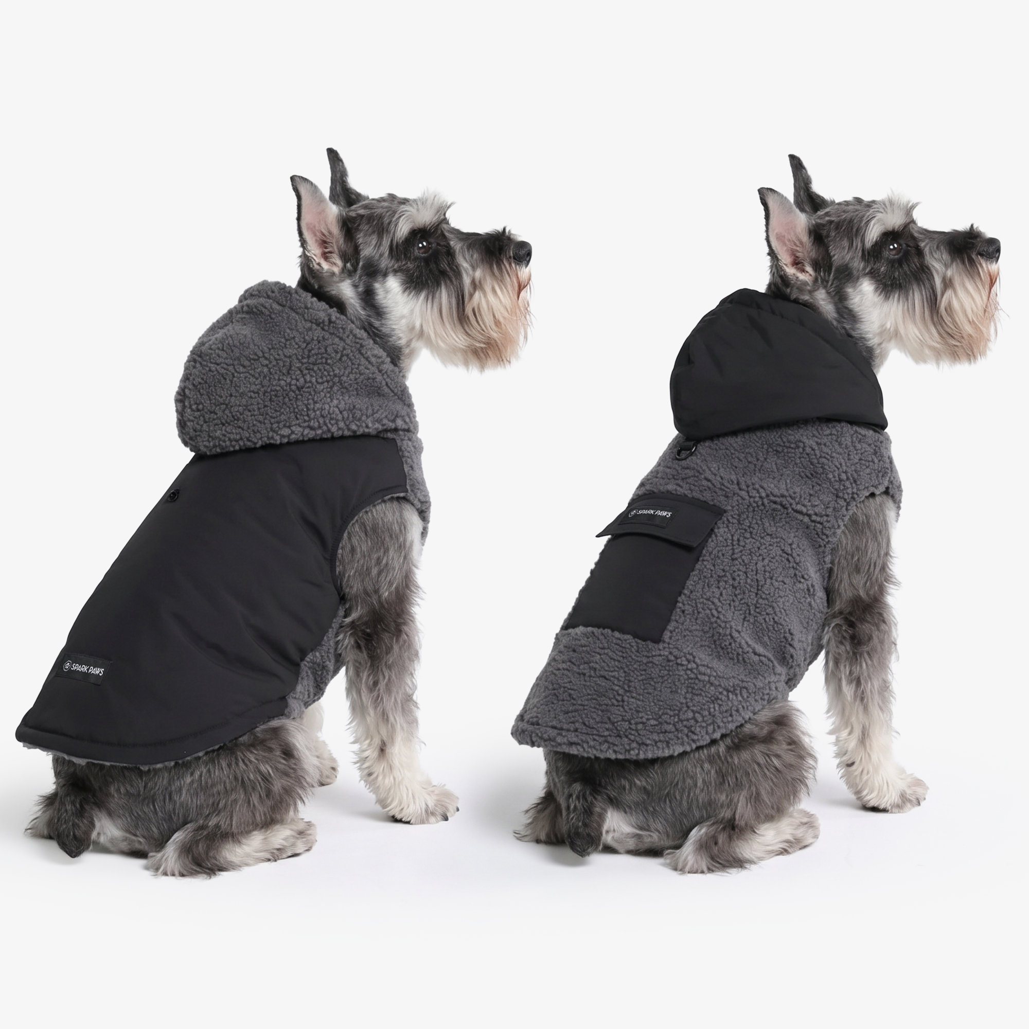 Reversible Sherpa Jacket - Grey and Black - Image 3