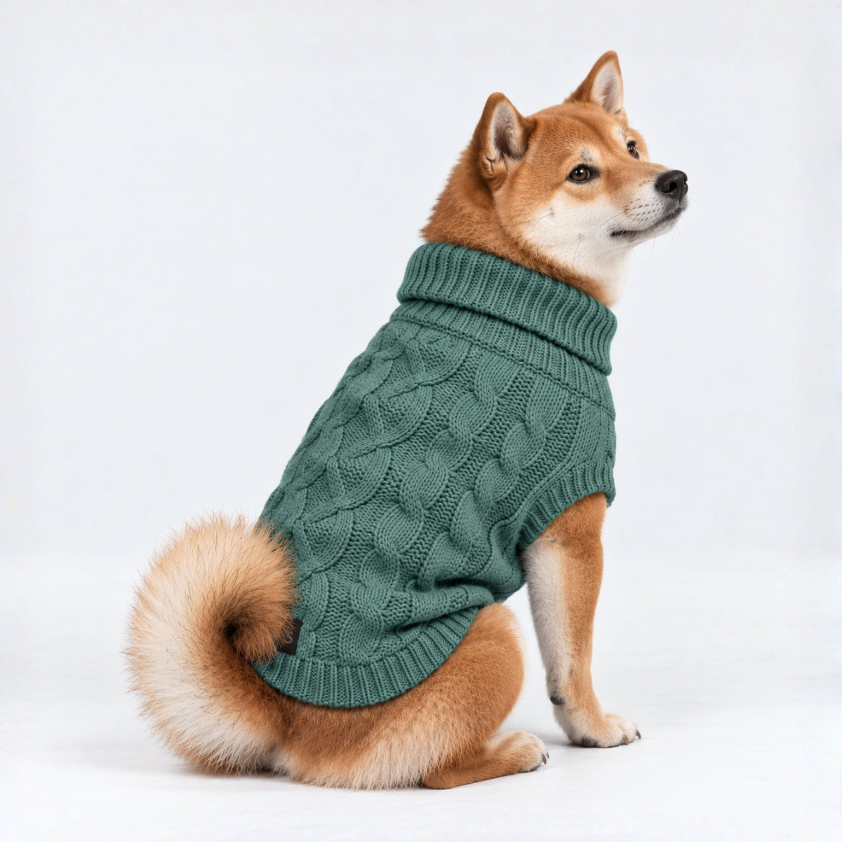 Cable Knit Dog Sweater - Pine Green - Image 5