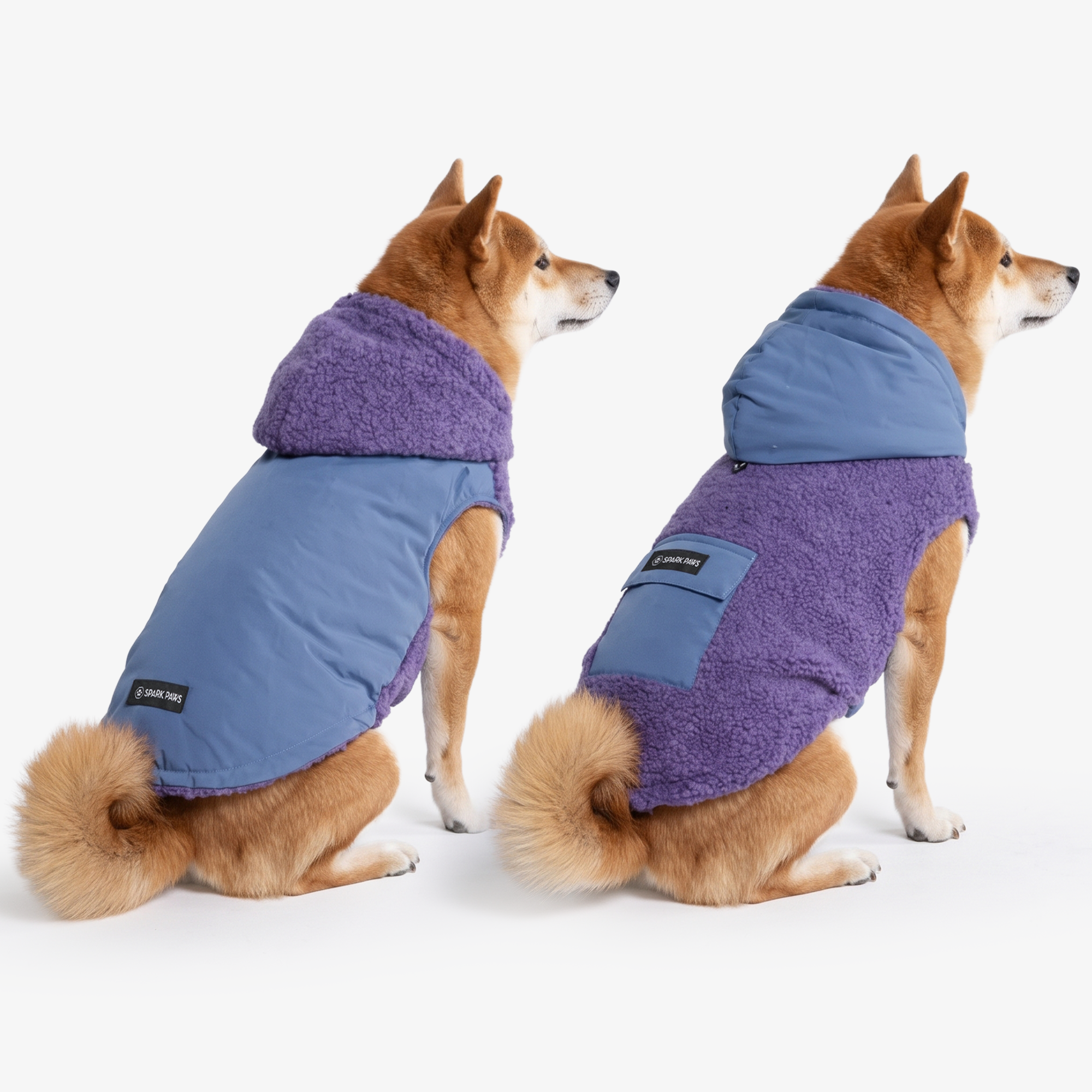 Reversible Sherpa Jacket - Purple and Blue - Image 5