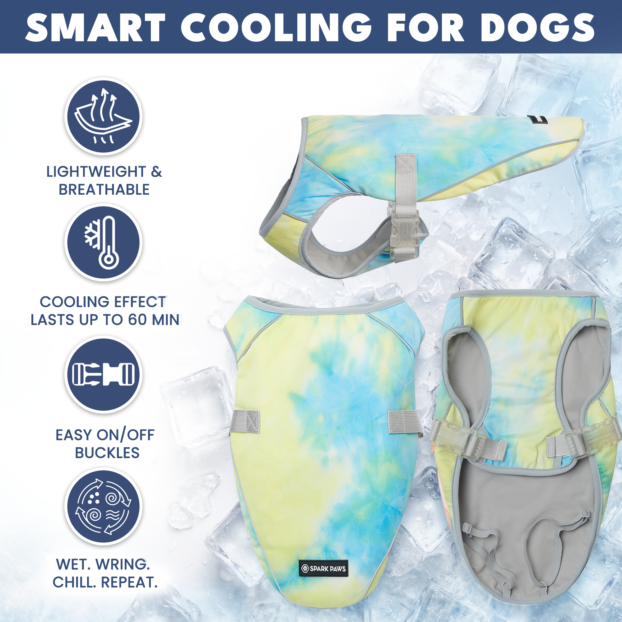 Dog Cooling Vest (2-pack) - Snow Cone & Tropical Storm - Image 4