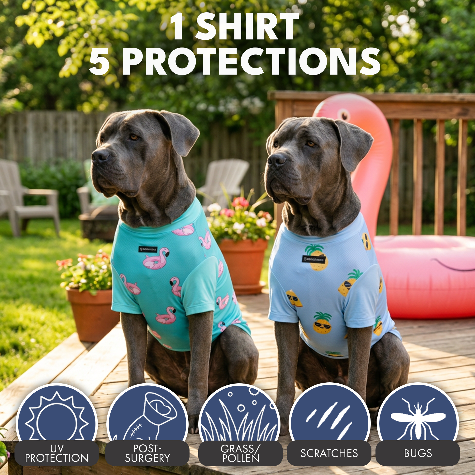 Sunblock Dog T-Shirt (2-pack) - Flamingo Pineapple - Image 6