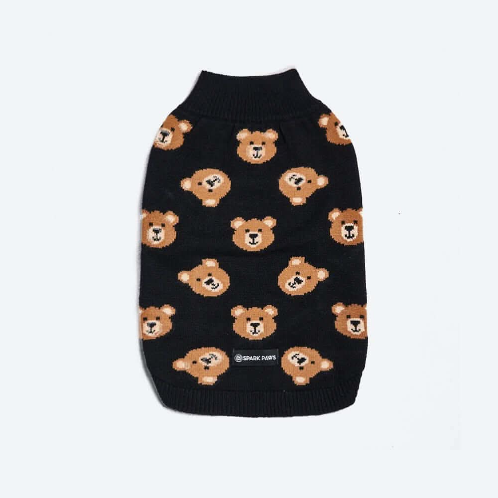 Broken Teddy Bear Knit Dog Sweater - Black - Image 2