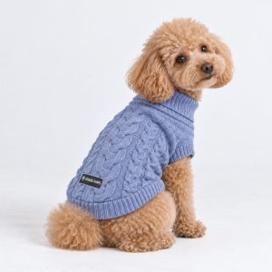 Cable Knit Dog Sweater - Blue