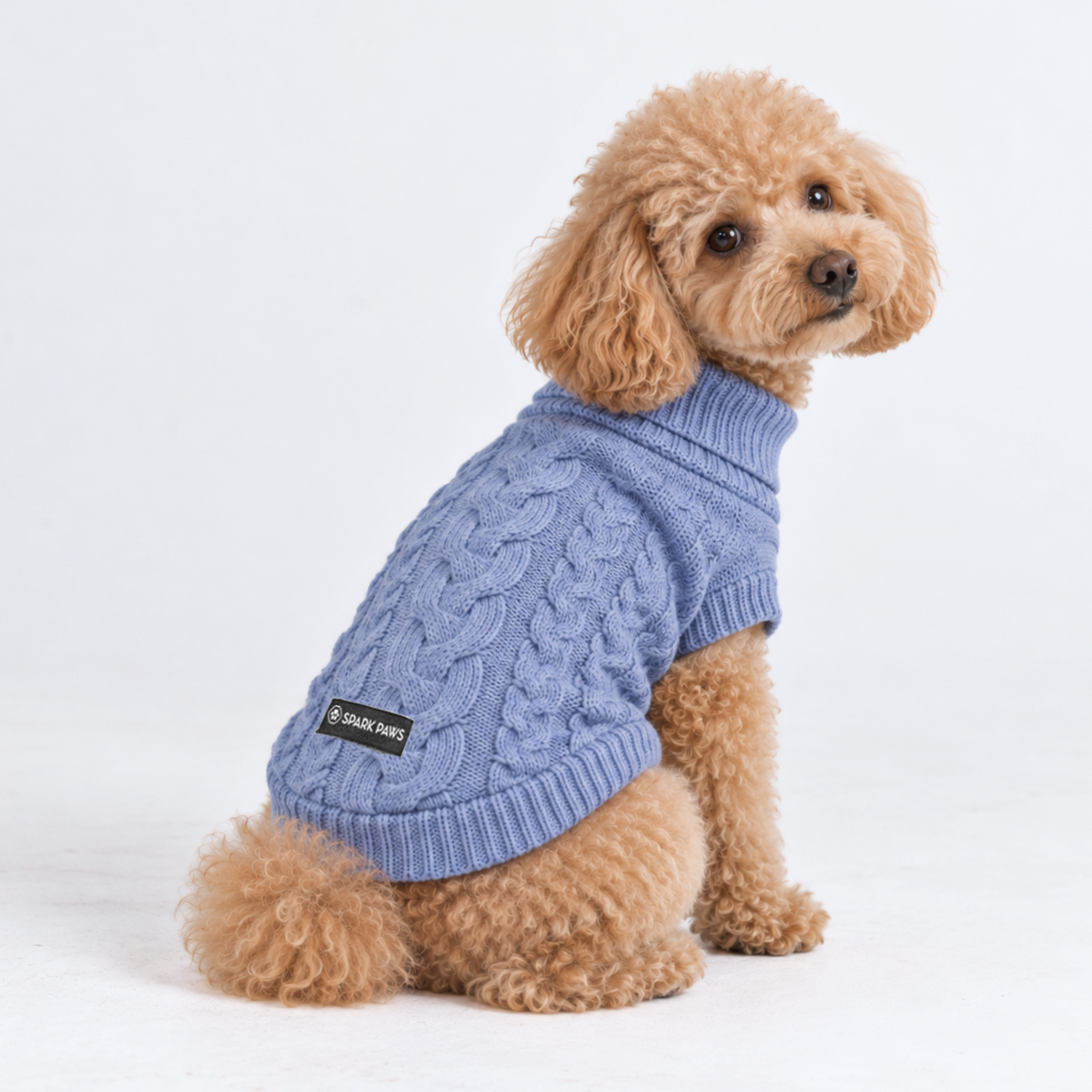 Cable Knit Dog Sweater - Blue
