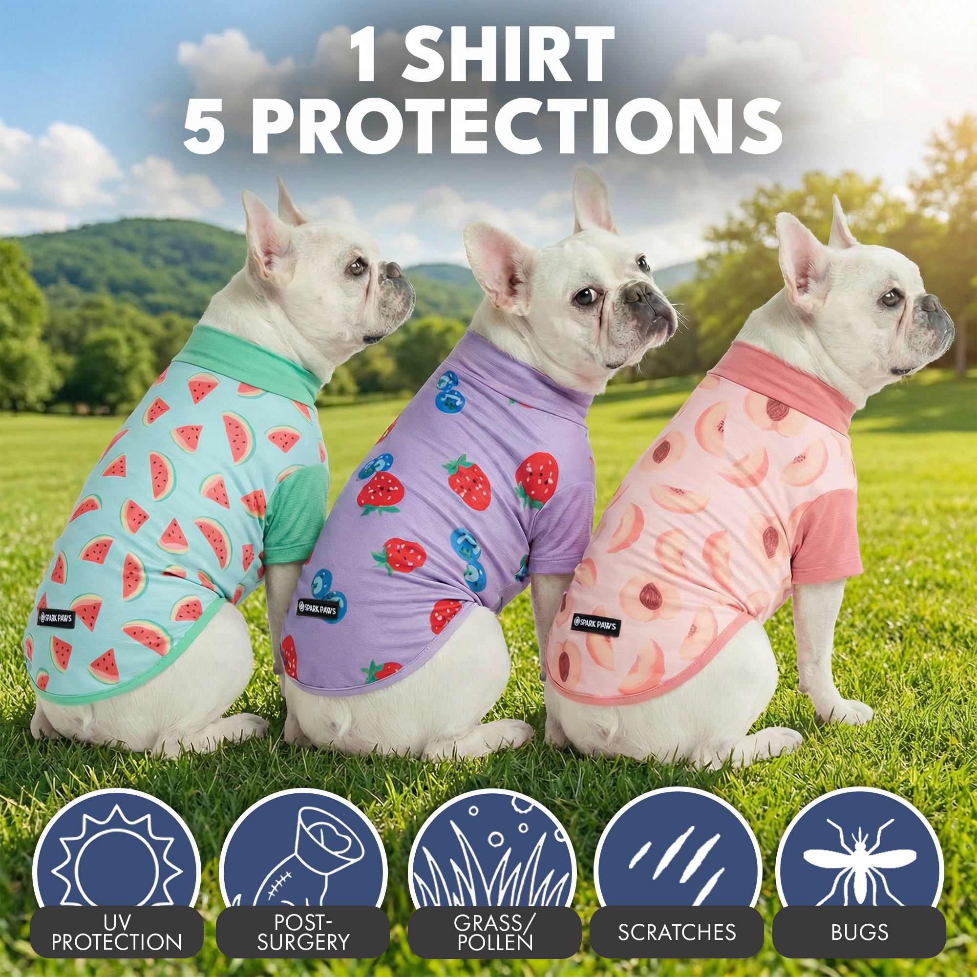 Sunblock Dog T-Shirt (3-pack) - Watermelon. Berries. Peaches - Image 7