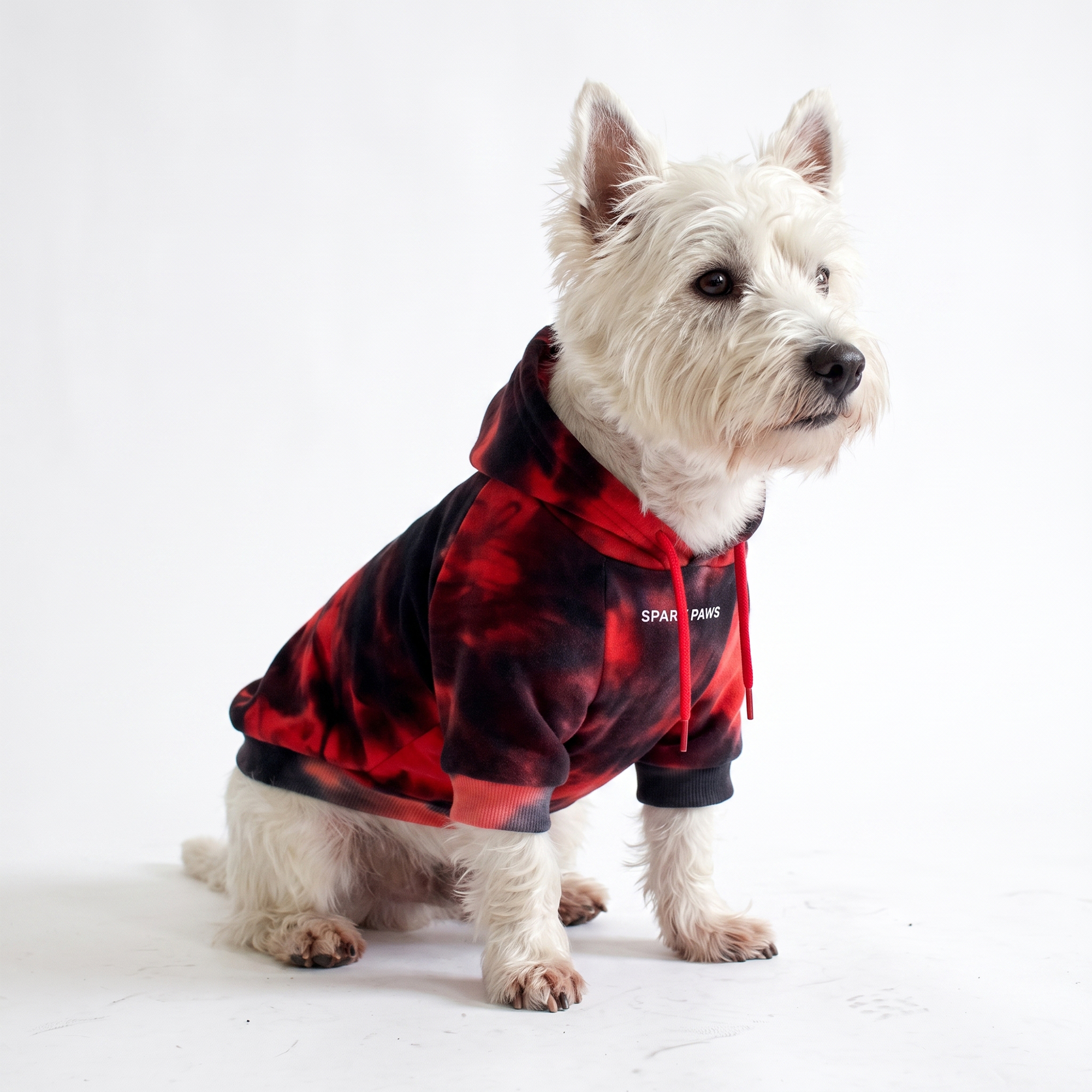 Velvet Dog Hoodie - Red & Black - Image 3