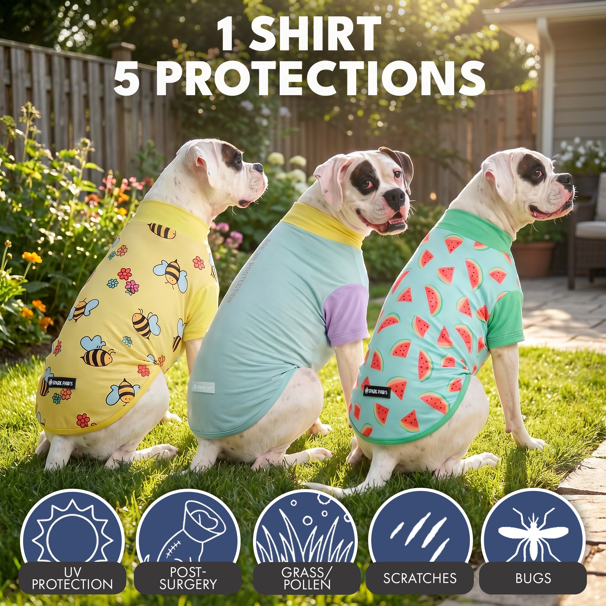 Sunblock Dog T-Shirt (3-pack) - Breeze. Bees. Watermelon - Image 7