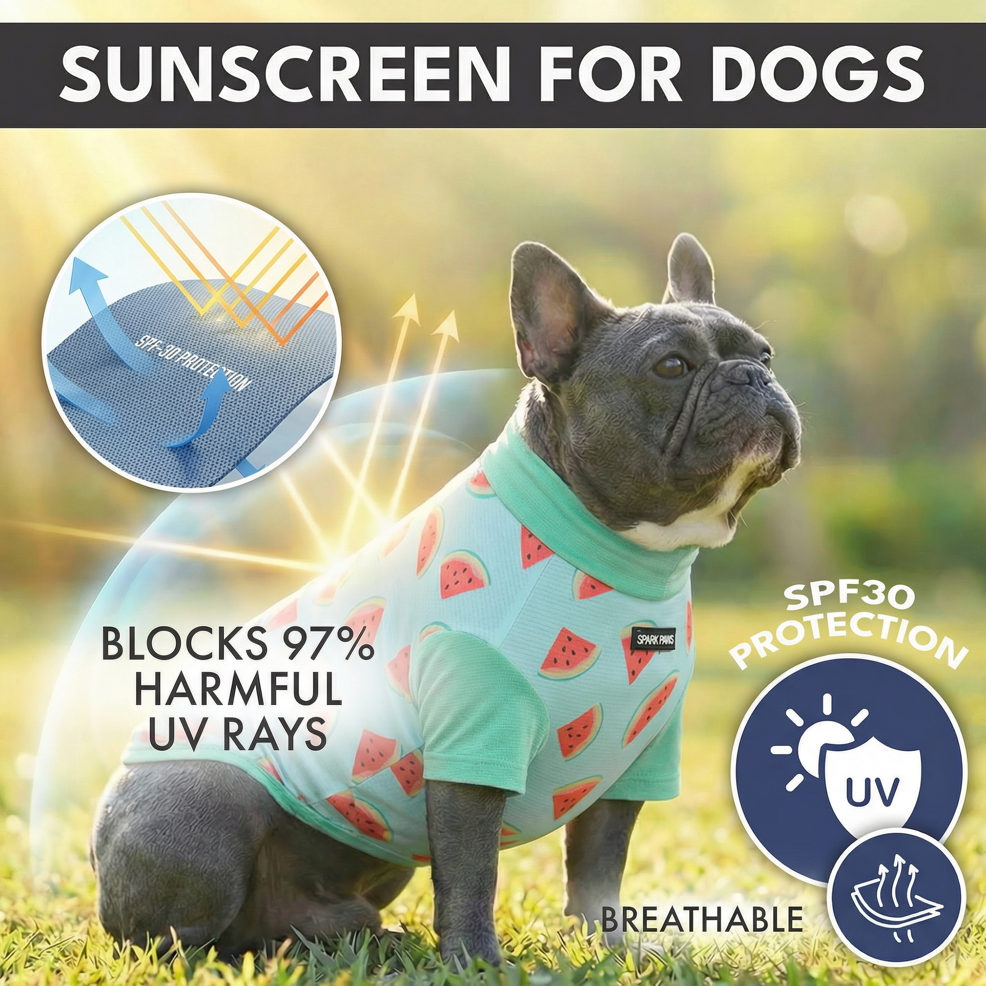 Sunblock Dog T-Shirt (3-pack) - Breeze. Bees. Watermelon - Image 5