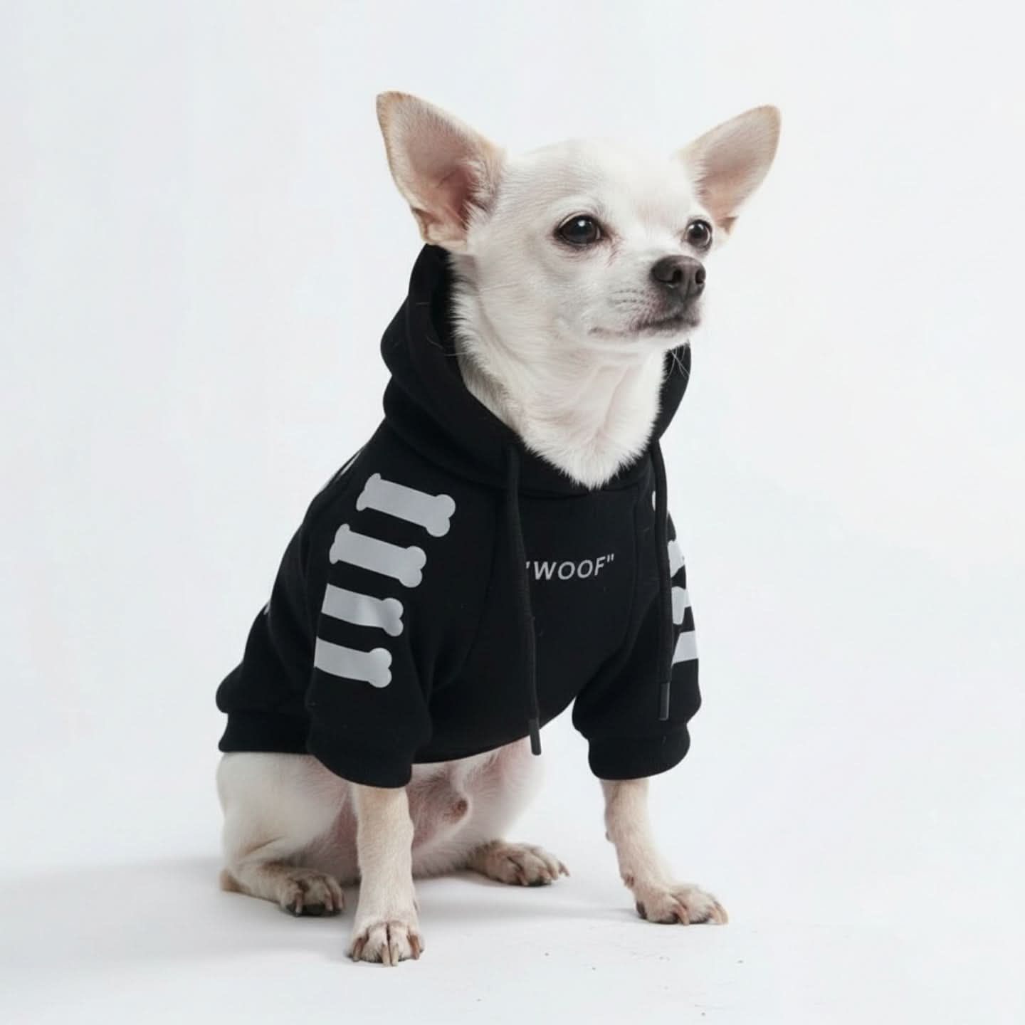 WOOF Dog Hoodie - Black & Reflective - Image 12