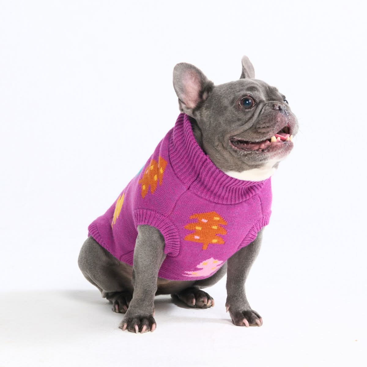 Christmas Knit Dog Sweater - Candy Trees Magenta - Image 5
