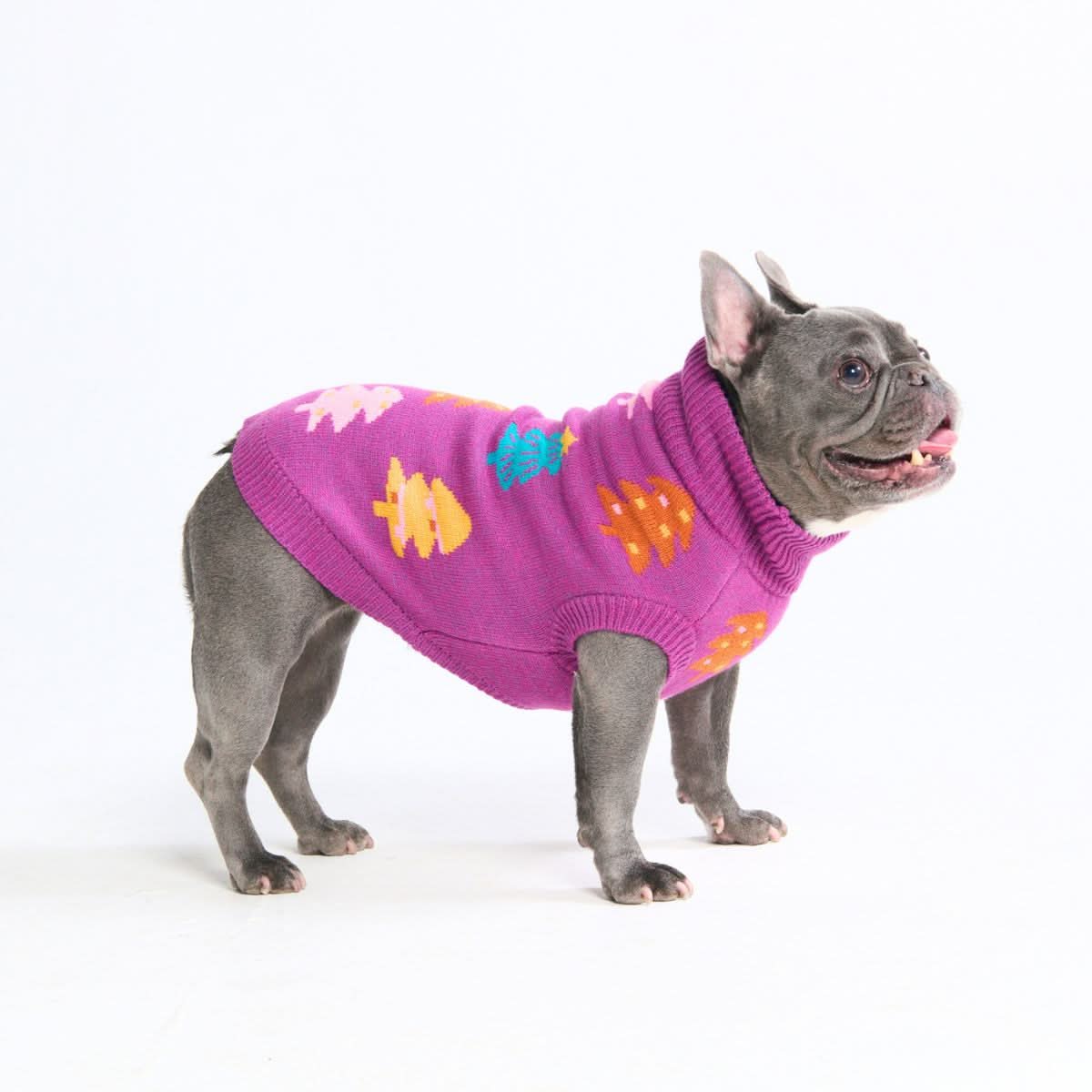 Christmas Knit Dog Sweater - Candy Trees Magenta - Image 2