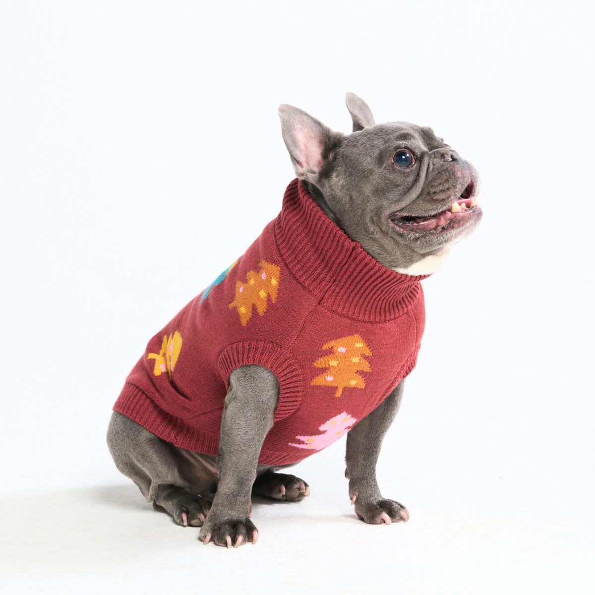 Christmas Knit Dog Sweater - Candy Trees Chestnut - Image 4