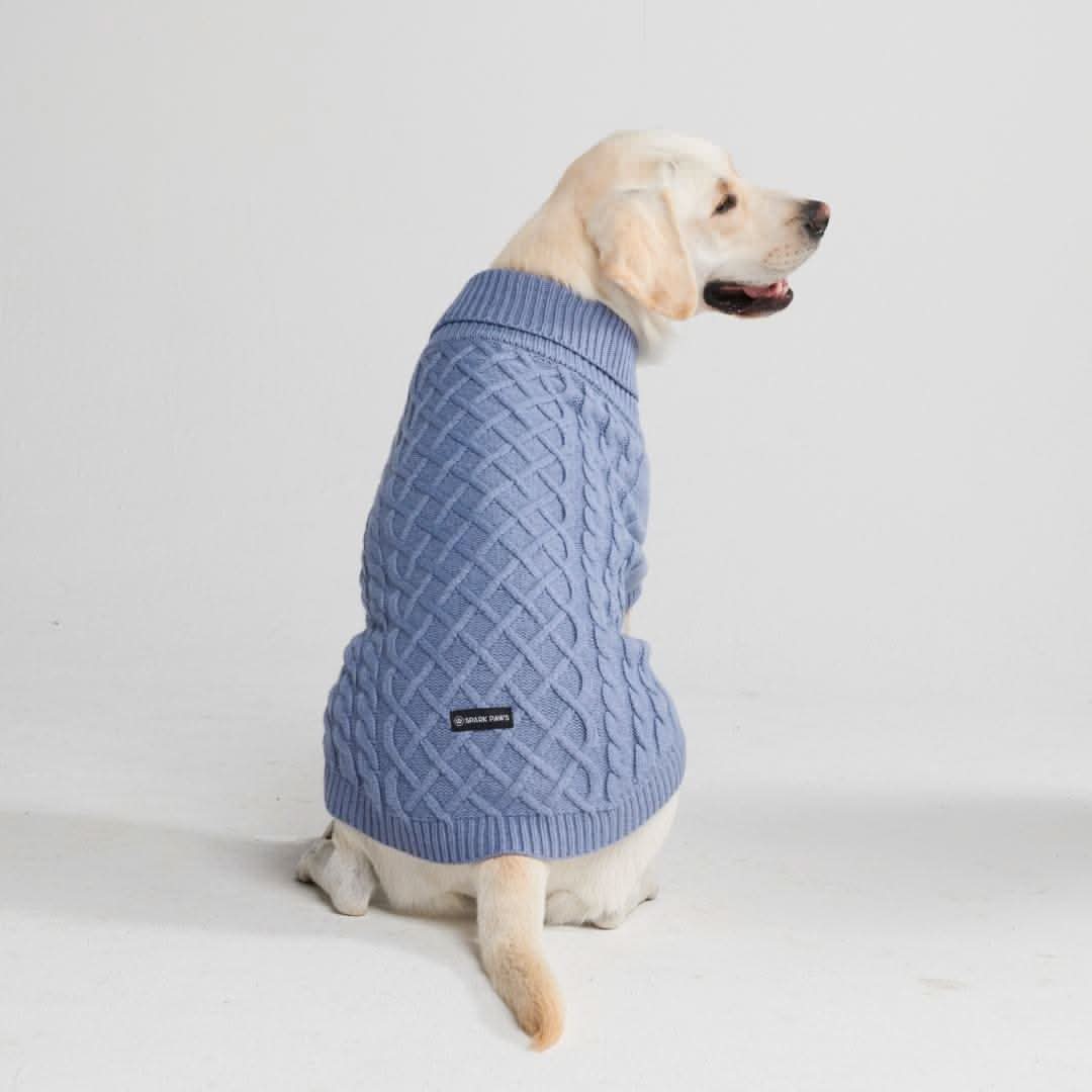 Cable Knit Dog Sweater - Blue - Image 9