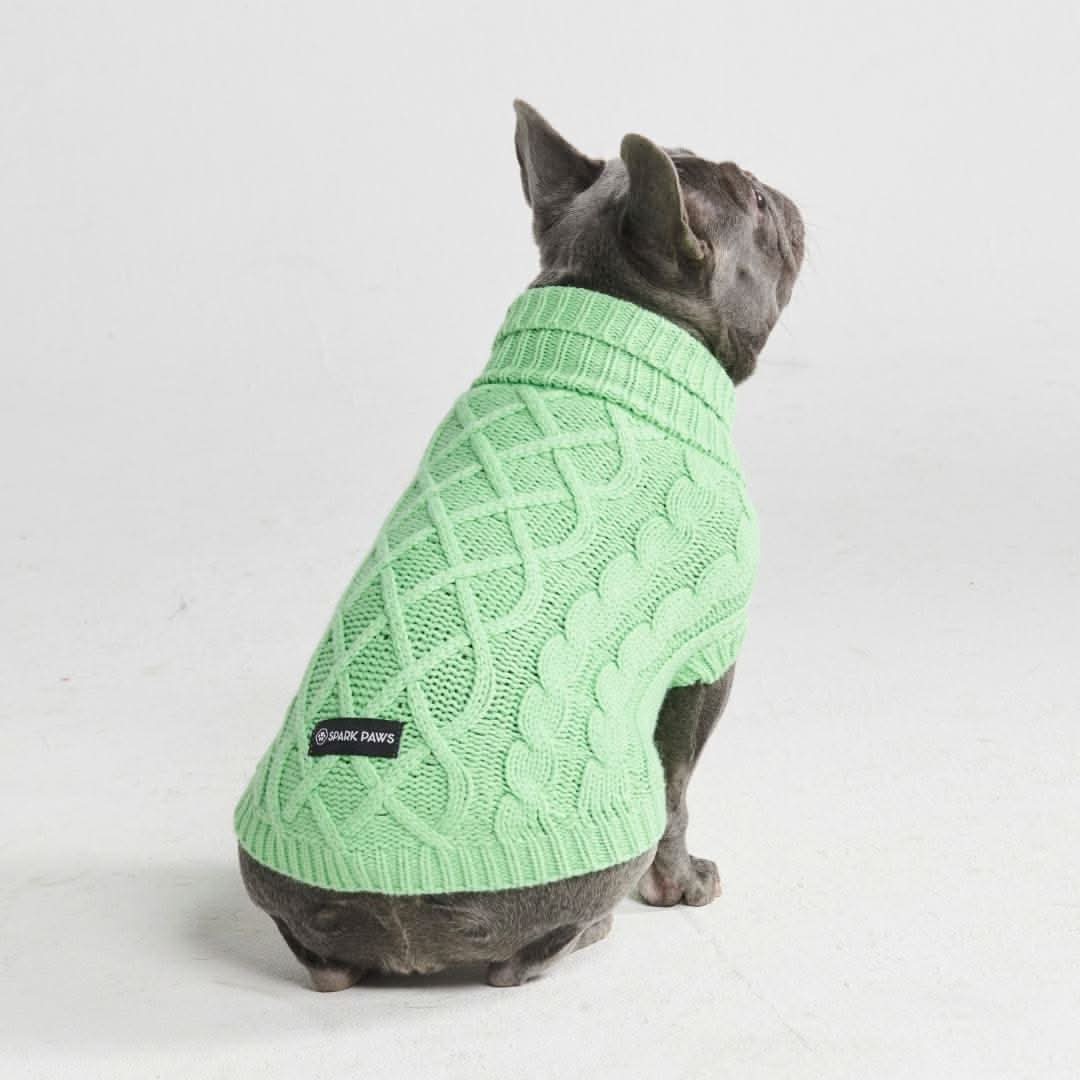 Cable Knit Dog Sweater - Mint Green - Image 6
