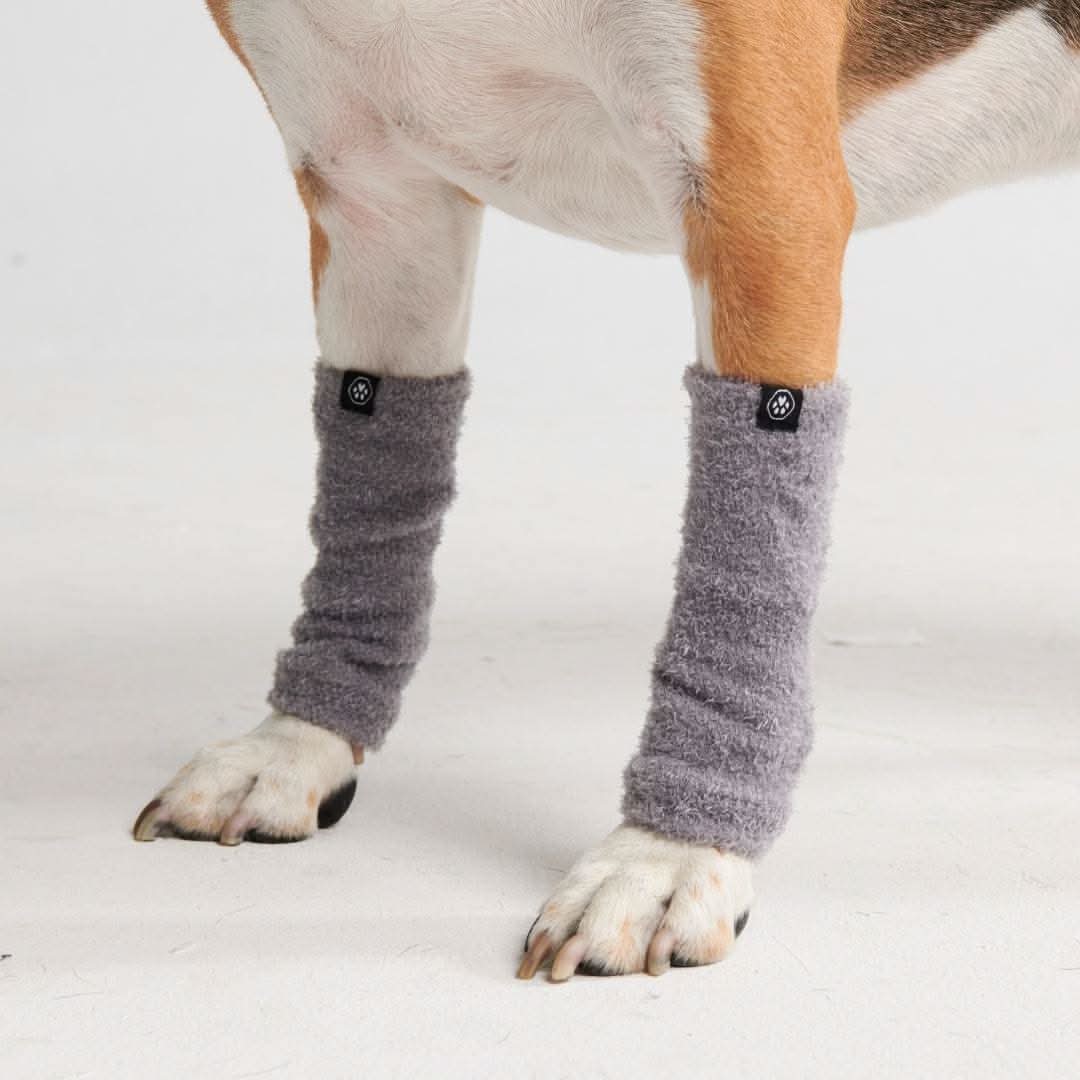 Stretchy Fleece Dog Leg Warmer Sleeves - Grey - Image 2