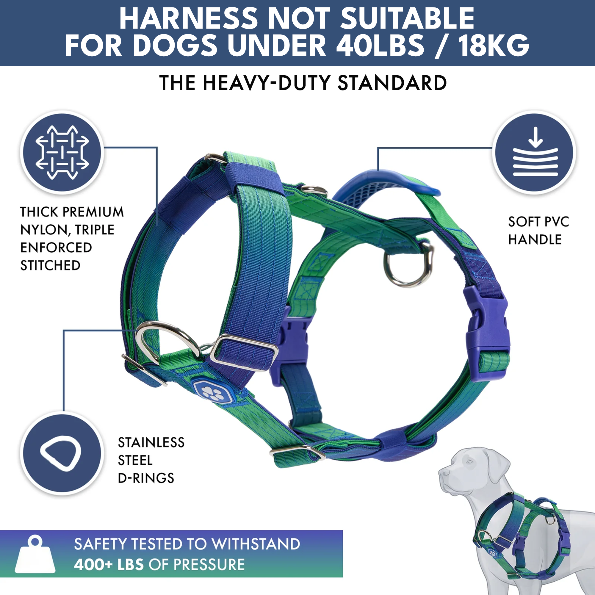 Comfort Control No-Pull Dog Harness and Multipurpose Leash Set - Lime Wave - Image 2