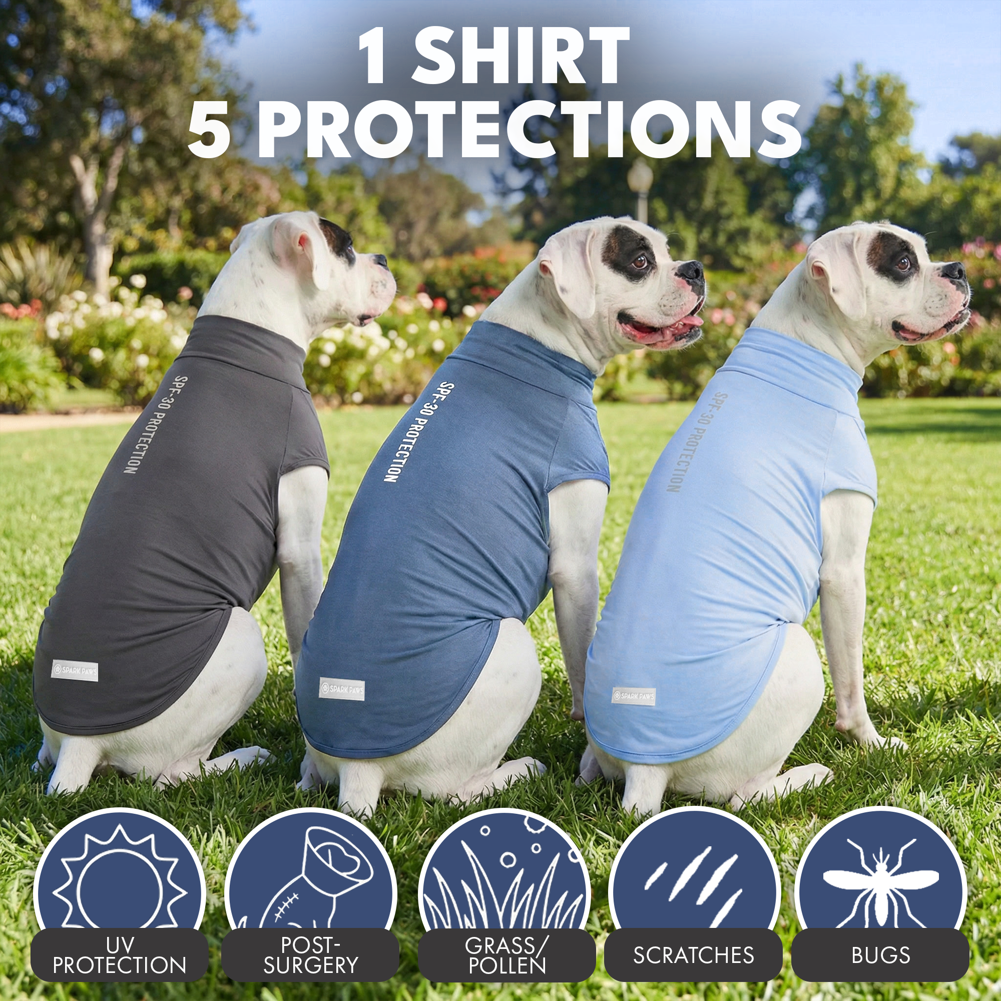 Sunblock Dog T-Shirt (3-pack) - Navy Blue. Dark Grey. Blue - Image 7