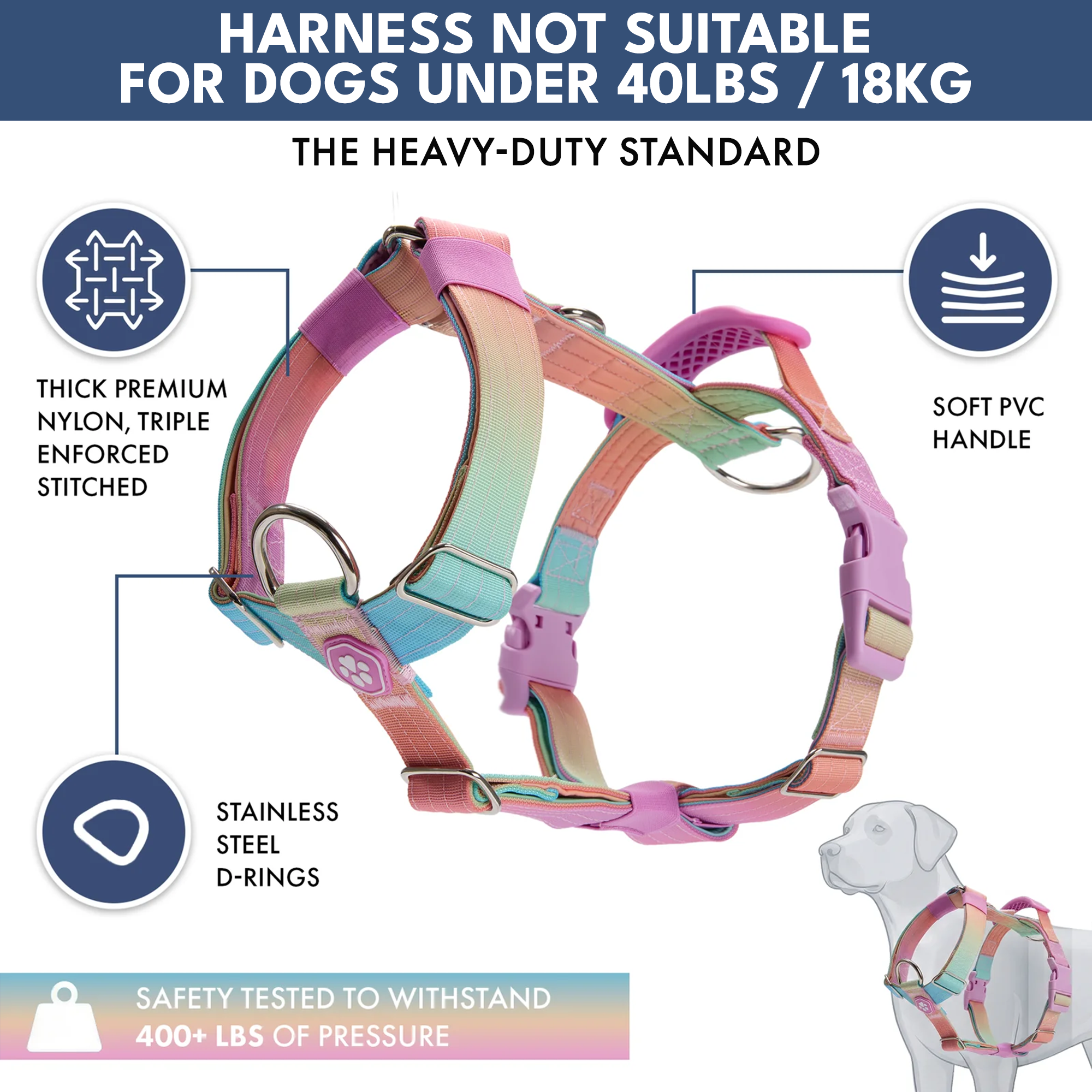 Comfort Control No-Pull Dog Harness and Multipurpose Leash Set - Pastel Icing - Image 2